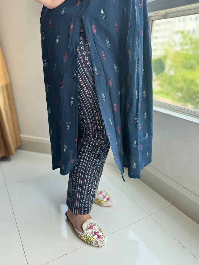Cotton Navy Blue Kurta Pant Set-Shuddhdesi Sg 1.webp
