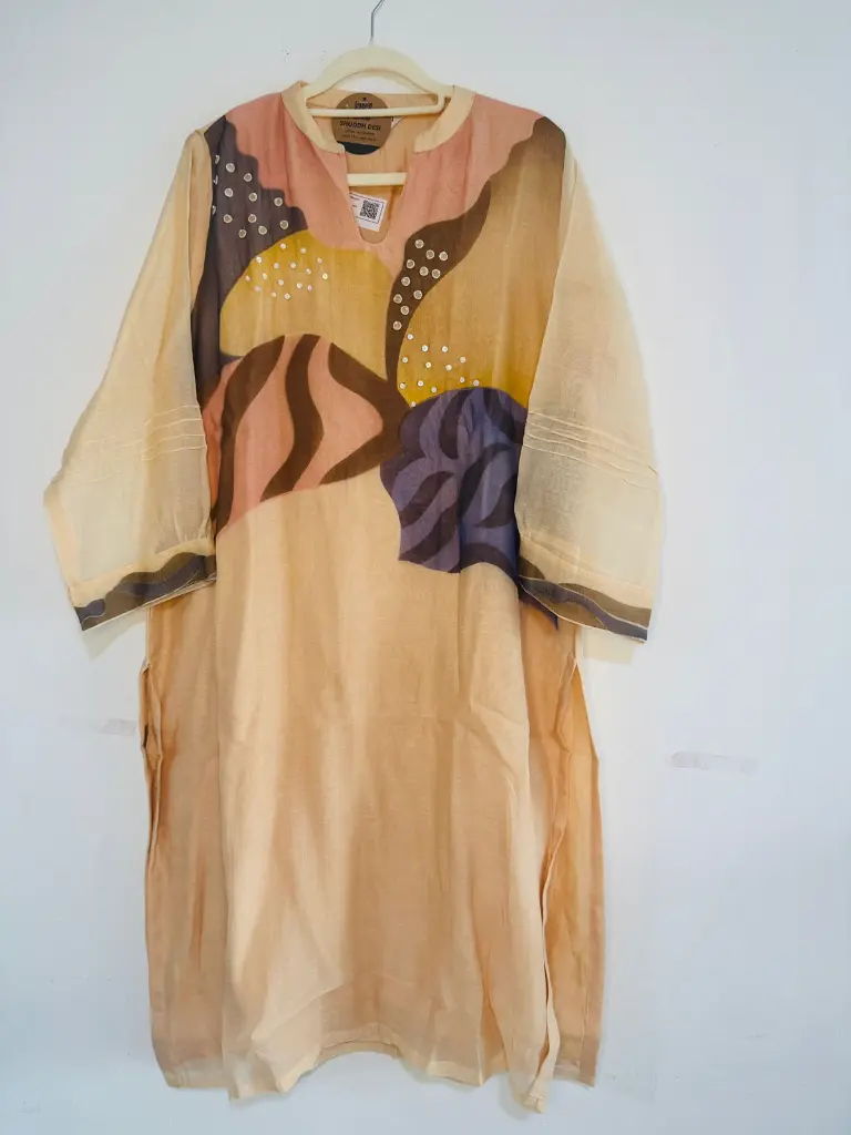 Peach Mul Chanderi Kurta Pant- Shuddhdesi Sg.webp