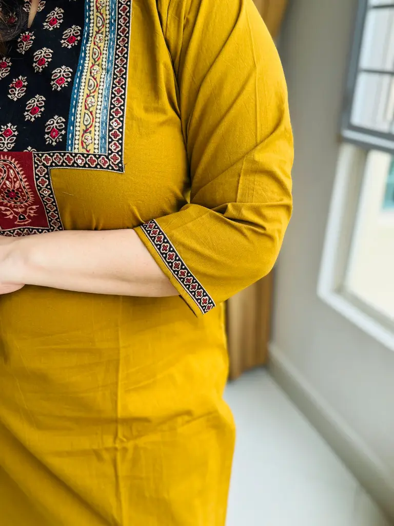 Yellow Cotton Kurta Pant Set-ShuddhdesiSg.webp