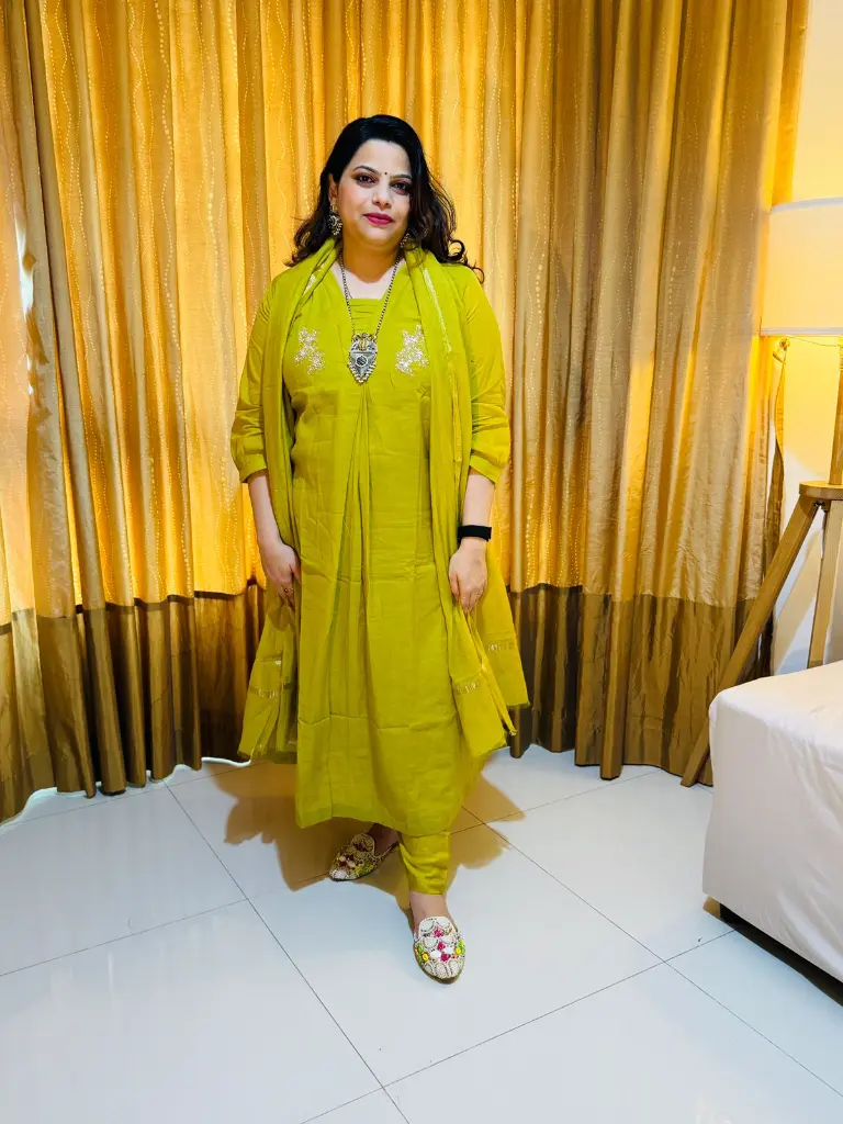 Lime Green V Neck Mulchanderi 8.webp