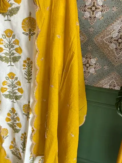 White and Yellow Block Print with Work Suit.webp