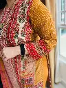 Multi colour Crape Suit  Swarovski ( mustard) 1.webp