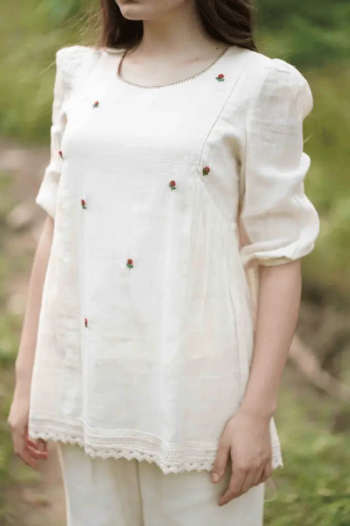 White Coord Set Puff Sleeves 5.webp