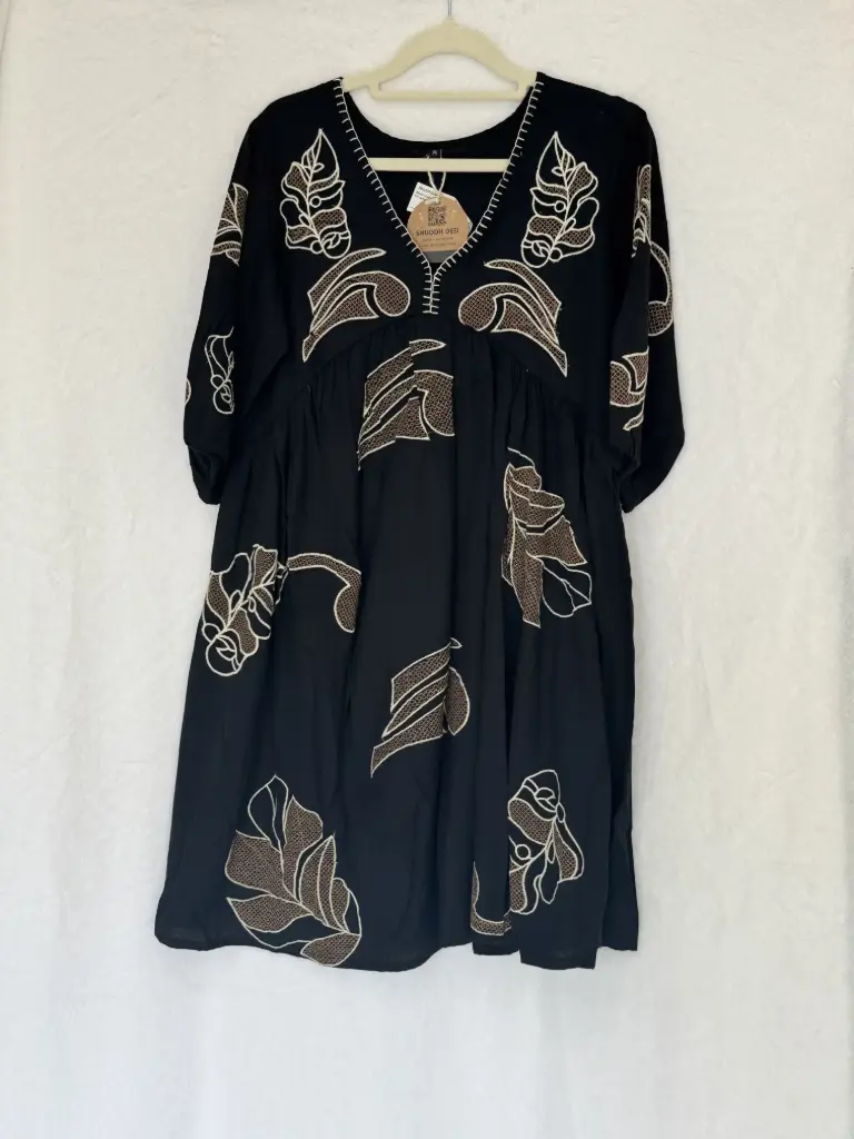 Black | Cotton | Trendy Black bohemian dress for casual wear