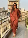 Brown  | Cotton | Brown Mirror Kurta Pant Set 