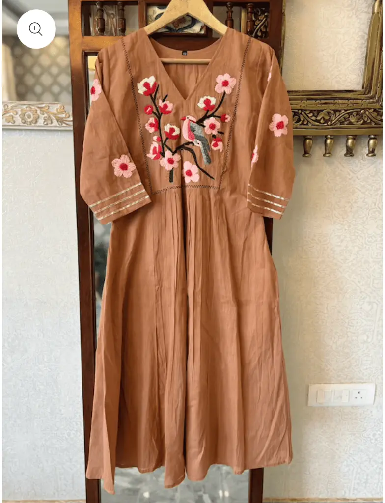 Brown | Cotton  | Brown Mul Cotton Dress 