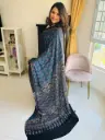 Blue  | Premium quality Ajrakh Modal Silk | Saree with Blouse