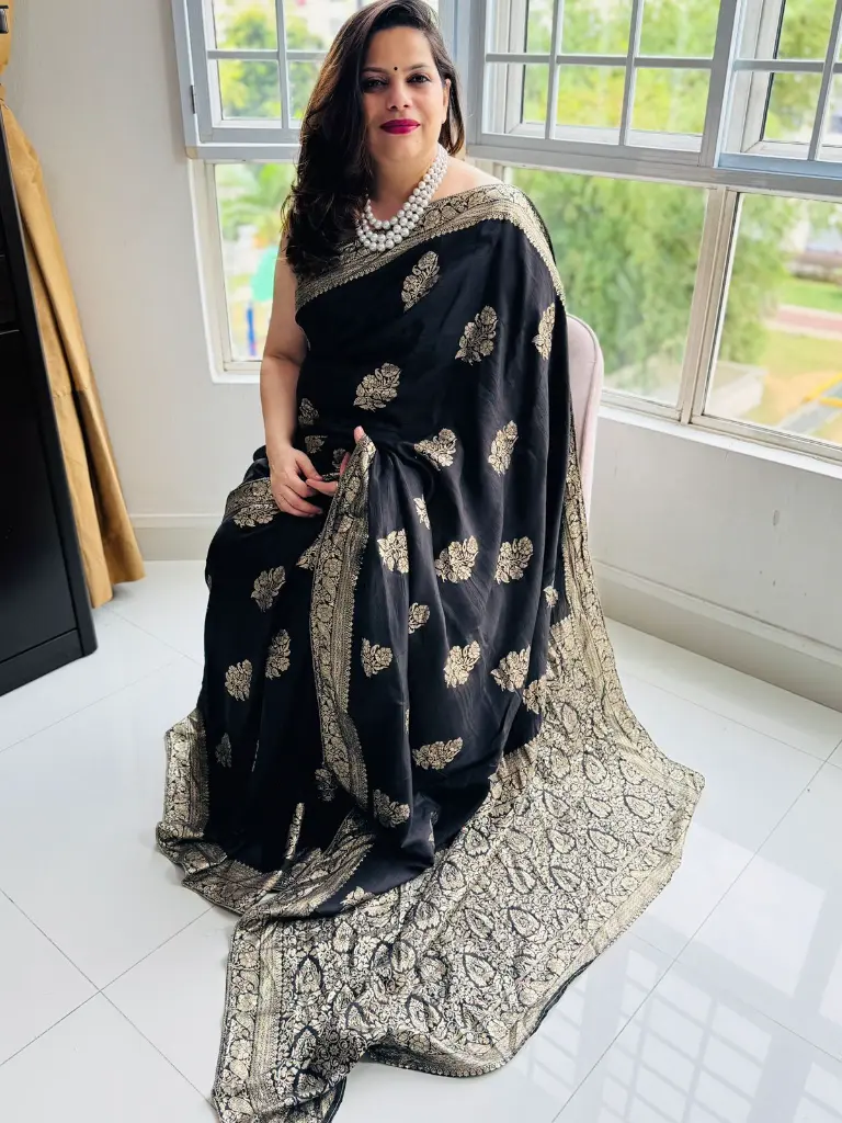 Black | Organza | Black Organza Zari border Saree 