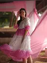 White Pink | Mul Cotton | White and Pink Shaded Dress 