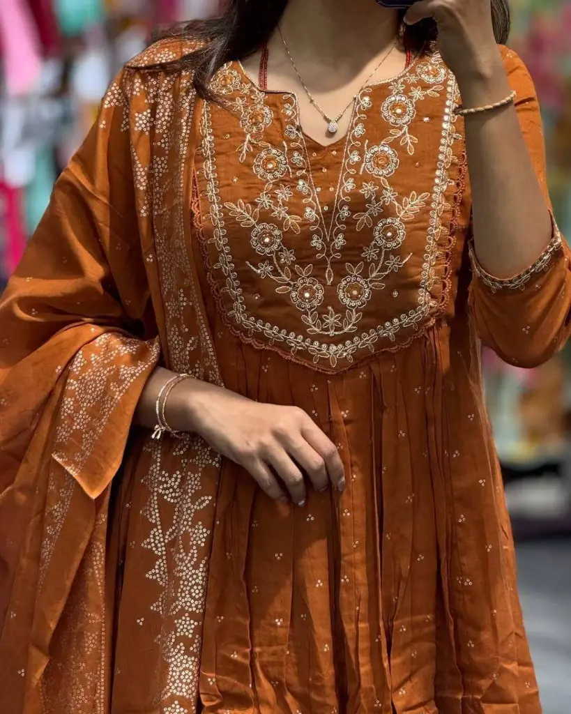 Rust Orange | Cotton | Rust 3pc Set Golden Dots 