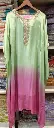 Pink/Green | Crape | Baby Pink with Green Kaftan with Work Crape 