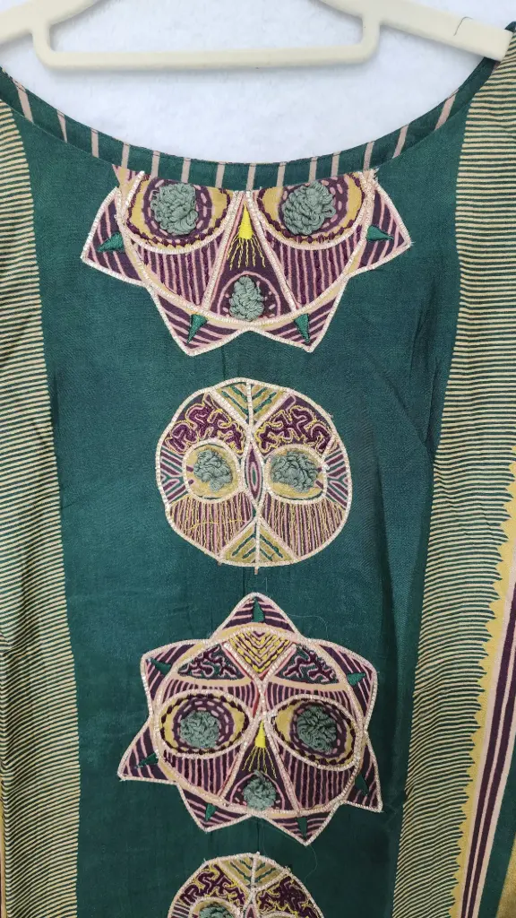 Green  | Crape | Green Crape Suit with Digital Print and work on Yoke and Hem 