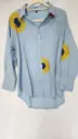 Blue  | Cotton | Blue Shirt with Hand Paint