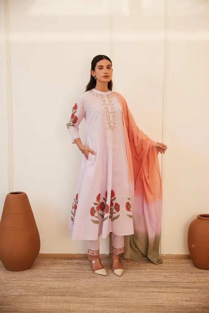 Lavender | Cotton  | Lavender Anarkali Set Block Print 