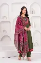 Mehendi  | Cotton | Mehendi Green 3pc with tassels on Yolk Pink Dupatta
