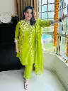 Green gota patti work A-line suit