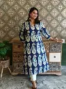 Navy Blue | Cotton  | Blue Kuhiri Design Kurta Pant Set