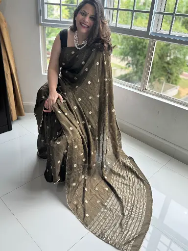 [SD_RMSR4087] Pastel Mehendi Green | Organza | Pestal light Heena (Mehendi)  Premium organza silk 