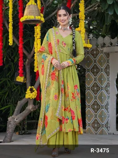 [SD_OSSU4589] Green  | Premium Crape  | Green Premium Crape Party Wear Suit