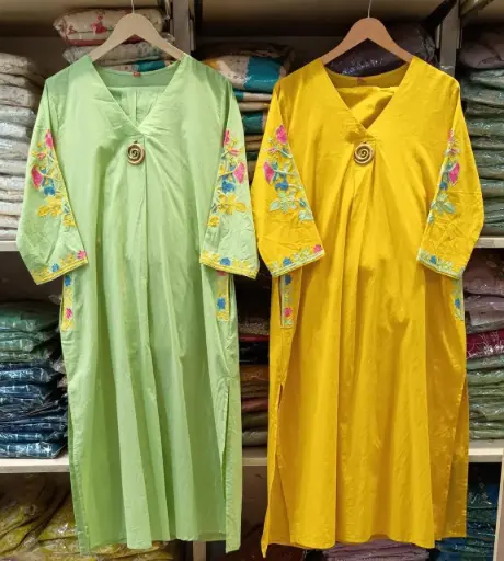 [SD_HSU35111] Yellow |Cotton | Yellow Cotton with Thread work Suit 